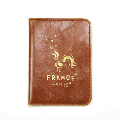 Passport Cover -  Around The World - France Paris - Brown