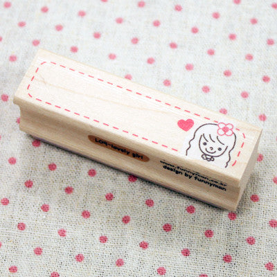 Long Line Wood Stamp - L09 - Lovely Girl