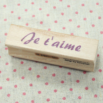 Long Line Wood Stamp - Message 08 - Je T'aime