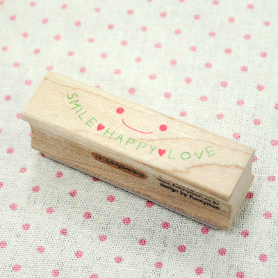 Long Line Wood Stamp - Message 18 - Smile Happy Love