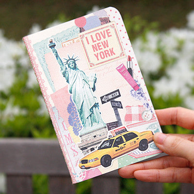 Stitch Notebook - New York - Vintage Collage - Line Note - Pocket - VY1781