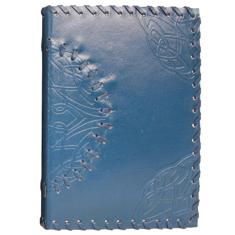 Handmade Leather Notebook - Medallion - Blue - 13x18cm